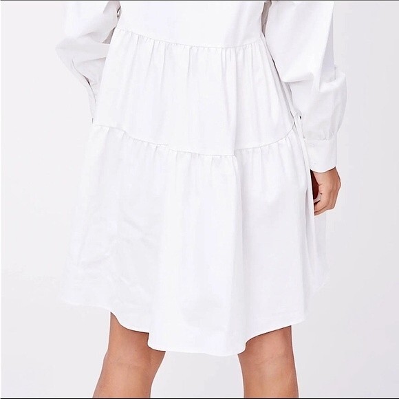 En Saison Poplin Mini Dress Tiered Baby Doll Oversized Off White Cotton M - Picture 12 of 12